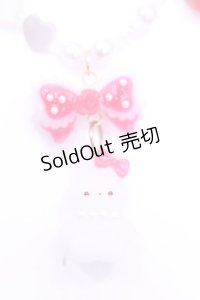 Haku Healing / うさぎとリボンのビーズネックレス  シロ×アカ O-25-11-12-070-LO-AC-IG-OS