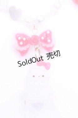 画像1: Haku Healing / うさぎとリボンのビーズネックレス  シロ×アカ O-25-11-12-070-LO-AC-IG-OS