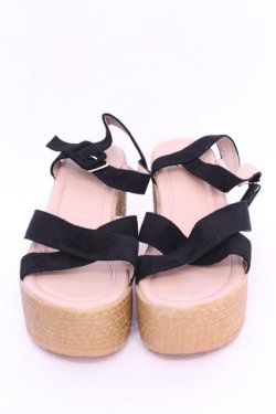 画像2: NieR Clothing / ウェッジソールサンダル【身長約8cmUP】 38 ブラウン×ブラック O-25-11-12-003-PU-SH-IG-OS