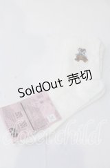 m petit by misako / TTAMCSリボンクマ　クルーソックス  シロ O-25-11-12-1010-LO-ZA-OW-OS