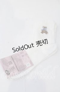 m petit by misako / TTAMCSリボンクマ　クルーソックス  シロ O-25-11-12-1010-LO-ZA-OW-OS