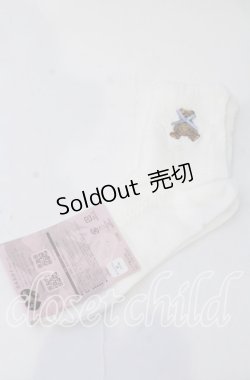 画像1: m petit by misako / TTAMCSリボンクマ　クルーソックス  シロ O-25-11-12-1010-LO-ZA-OW-OS