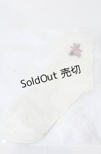 m petit by misako / TTAMCSリボンクマ　クルーソックス  アイボリー O-25-11-12-1011-LO-ZA-OW-OS