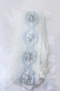 画像1: m petit by misako / ECAMOVKバラレースソックス  シロ×サックス O-25-11-12-1012-LO-ZA-OW-OS