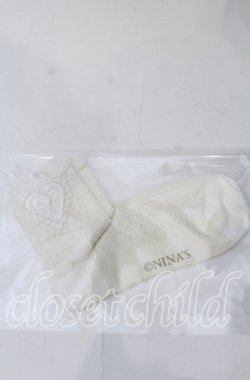 画像1: m petit by misako / ハートレース付きクルーソックス  アイボリー O-25-11-12-1022-LO-ZA-OW-OS