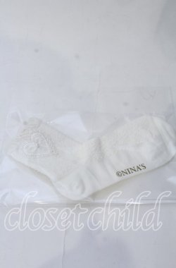 画像1: m petit by misako / ハートレース付きクルーソックス  シロ O-25-11-12-1023-LO-ZA-OW-OS