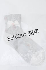 m petit by misako / プチバラ＆リボン付きクルーソックス  グレー O-25-11-12-1025-LO-ZA-OW-OS