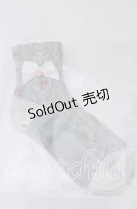 m petit by misako / プチバラ＆リボン付きクルーソックス  グレー O-25-11-12-1025-LO-ZA-OW-OS