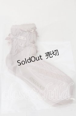 画像1: m petit by misako / ロゴリボンクルーソックス  ピンク O-25-11-12-1028-LO-ZA-OW-OS