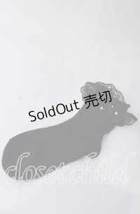 m petit by misako / 縦レース柄レース＆フェイクパール付きクルーソックス  クロ O-25-11-12-1034-LO-ZA-OW-OS