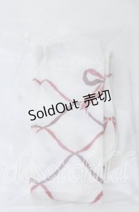 m petit by misako / サンリオコラボオーバーニーソックス  シロ×ピンク　レースアップ O-25-11-12-1038-LO-ZA-OW-OS