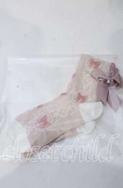 画像1: m petit by misako / サンリオキャラクターズコラボリボンレース柄クルーソックス  ピンク O-25-11-12-1004-LO-ZA-OW-OS
