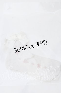 画像1: m petit by misako / ハートレース柄リボン付きクルーソックス  アイボリー O-25-11-12-1005-LO-ZA-OW-OS