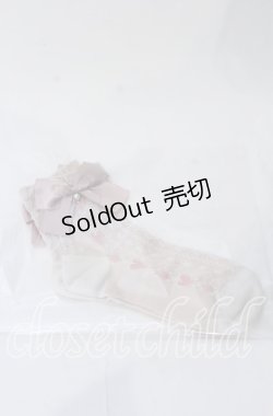 画像1: m petit by misako / ハートレース柄リボン付きクルーソックス  ピンク O-25-11-12-1007-LO-ZA-OW-OS