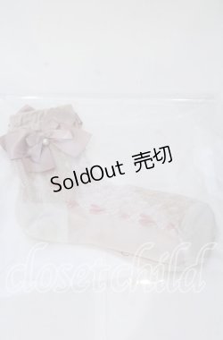 画像1: m petit by misako / ハートレース柄リボン付きクルーソックス  ピンク O-25-11-12-1008-LO-ZA-OW-OS
