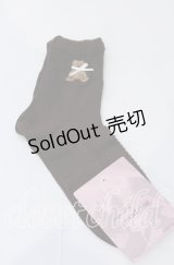 m petit by misako / TTAMCSリボンクマ　クルーソックス  ブラウン O-25-11-12-1009-LO-ZA-OW-OS