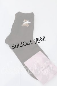 m petit by misako / TTAMCSリボンクマ　クルーソックス  ブラウン O-25-11-12-1009-LO-ZA-OW-OS