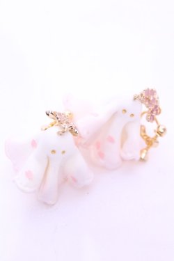 画像1: Mystic Garden / Who are you   彷徨うおばけの耳飾り  with Cheery Blossom イヤリング  シロ×ピンク O-25-11-12-013-LO-AC-IG-OS