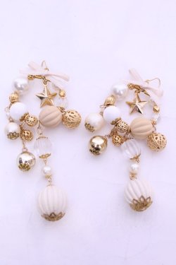 画像1: アソビゴコロ×オトメゴコロ / クリスマスリースピアス  アイボリー×シロ O-25-11-12-022-LO-AC-IG-OS