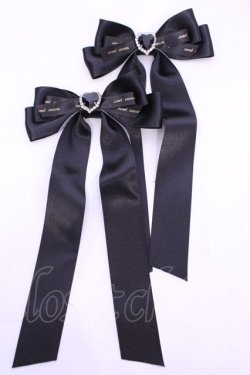 画像1: Sweet Season / リボンクリップ  クロ×ビジューハート O-25-11-12-028-LO-AC-IG-OS