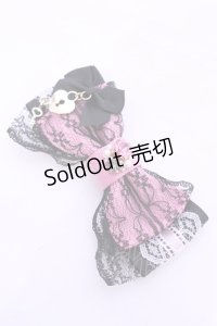 REILA heart pink ring / レースグログランリボンのクリップ  ピンク×クロ O-25-11-12-033-LO-AC-IG-OS