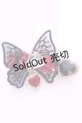 Haku Healing / バタフライリボンクリップ  クロ×アカ O-25-11-12-039-LO-AC-IG-OS