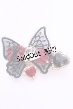 画像1: Haku Healing / バタフライリボンクリップ  クロ×アカ O-25-11-12-039-LO-AC-IG-OS