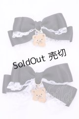 とこまぼ / くまさんチャームのリボンクリップ  クロ×シロ O-25-11-12-041-LO-AC-IG-OS