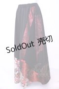 Qutie Frash / 和柄Aラインロングスカート  レッド×ブラック O-25-11-13-024-QU-SK-OW-OS