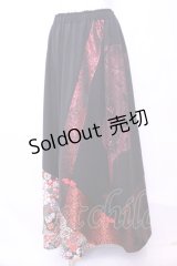 Qutie Frash / 和柄Aラインロングスカート  レッド×ブラック O-25-11-13-024-QU-SK-OW-OS
