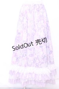Qutie Frash / 和柄ロングスカート  ラベンダー O-25-11-13-027-QU-SK-OW-OS