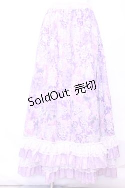 画像1: Qutie Frash / 和柄ロングスカート  ラベンダー O-25-11-13-027-QU-SK-OW-OS