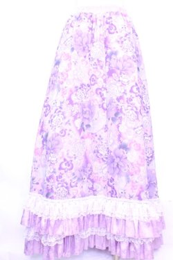 画像3: Qutie Frash / 和柄ロングスカート  ラベンダー O-25-11-13-027-QU-SK-OW-OS