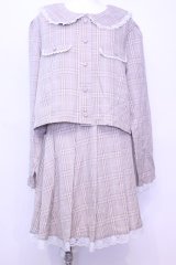 DearMyLoveRose / 丸襟レースセーラーセットアップ 3L ラテチェック O-25-11-13-029-EL-OP-OW-OS