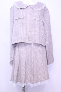 DearMyLoveRose / 丸襟レースセーラーセットアップ 3L ラテチェック O-25-11-13-029-EL-OP-OW-OS