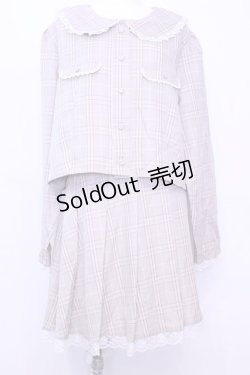 画像1: DearMyLoveRose / 丸襟レースセーラーセットアップ 3L ラテチェック O-25-11-13-029-EL-OP-OW-OS