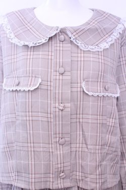 画像2: DearMyLoveRose / 丸襟レースセーラーセットアップ 3L ラテチェック O-25-11-13-029-EL-OP-OW-OS