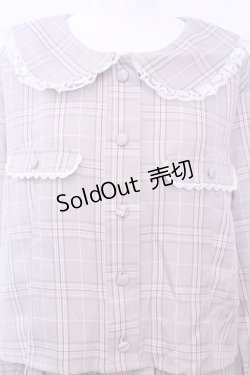 画像2: DearMyLoveRose / 丸襟レースセーラーセットアップ 3L ラテチェック O-25-11-13-029-EL-OP-OW-OS