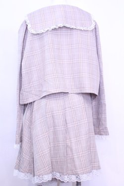 画像3: DearMyLoveRose / 丸襟レースセーラーセットアップ 3L ラテチェック O-25-11-13-029-EL-OP-OW-OS