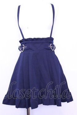 画像1: DearMyLove / 推し色サイドキラキラハートバックルサス付きスカート M ネイビー O-25-11-13-031-EL-SK-OW-OS