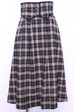 画像1: Maison de FLEUR Petite Robe canone / コルセットベルトチェックスカート  クロ×ベージュ O-25-11-13-038-EL-SK-IG-OS