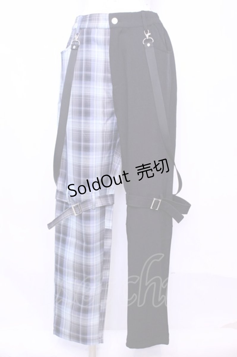 画像1: 【SALE】NieR CLOTHING / 4POCKET TWO-TONE CHECKED PANTS　パンツ F ブラック×サックス O-25-11-13-044-PU-PA-OW-ZT453 (1)