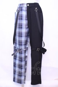 NieR Clothing / 4POCKET TWO-TONE CHECKED PANTS　パンツ F ブラック×サックス O-25-11-13-044-PU-PA-OW-ZT453