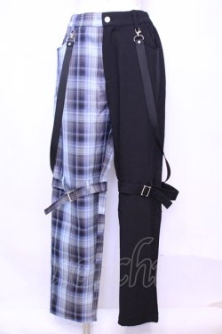 画像1: NieR Clothing / 4POCKET TWO-TONE CHECKED PANTS　パンツ F ブラック×サックス O-25-11-13-044-PU-PA-OW-OS