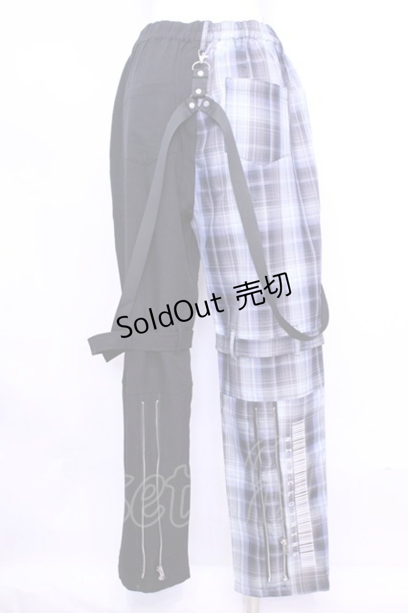 画像2: 【SALE】NieR CLOTHING / 4POCKET TWO-TONE CHECKED PANTS　パンツ F ブラック×サックス O-25-11-13-044-PU-PA-OW-ZT453 (2)