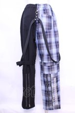 画像2: 【SALE】NieR CLOTHING / 4POCKET TWO-TONE CHECKED PANTS　パンツ F ブラック×サックス O-25-11-13-044-PU-PA-OW-ZT453 (2)