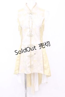 画像1: Qutie Frash / 胸開きチャイナワンピ  イエロー O-25-11-13-005-QU-OP-OW-OS