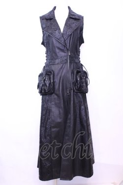 画像1: Qutie Frash / ライダースロングベスト  ブラック O-25-11-13-009-QU-TO-OW-OS