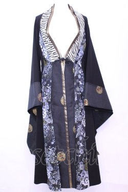 画像1: Qutie Frash / 着物ロングカーデ  ブラック O-25-11-13-010-QU-TO-OW-OS