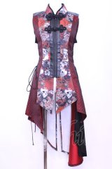 Qutie Frash / 和柄チャイナチュニック  レッド O-25-11-13-012-QU-TO-OW-OS